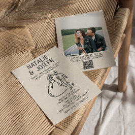 Convites Código QR Retro Hand Drawn Quirky Photo Casamento