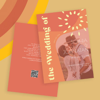 Convites Código QR retro queimado laranja negrito FOTO negr