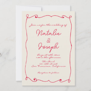 Convites Código QR Retrorização Escrita à Mão com Casamento