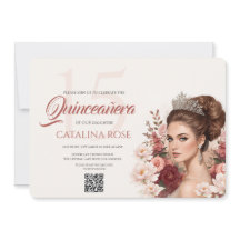 Código QR Rosa com Rubor Elegante para Quinceañera