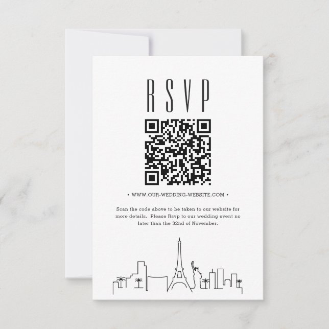 Convites Código QR RSVP de Casamento de Las Vegas (Frente)