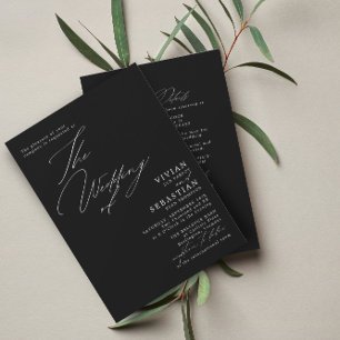Convites Código QR RSVP de Casamento Preto e Branco Moderno