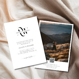 Convites Código QR RSVP Monograma Rustic Sunset Foto Casame
