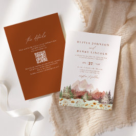 Convites Código QR Rustic Wedtic Mountain Wildflower