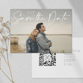 Convites Código QR Script Modern Salvar a Data Casamento