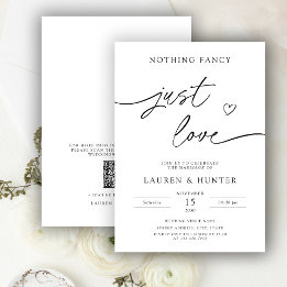Convites Código QR Script Nada Chique Apenas Amor Casamento