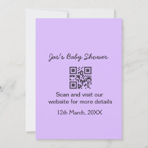 Convites Código QR simples de chá de bebê roxo adicionar no