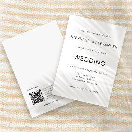Convites Código QR Simples Preto Branco Casamento