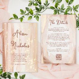 Convites Código QR Terracotta Dourada Watercolor Casamento 