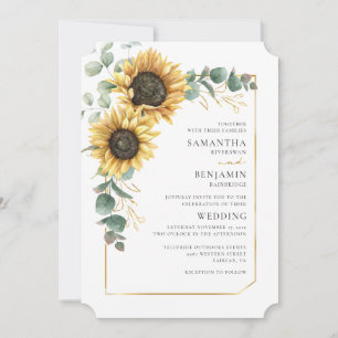 Convites Código QR Todos-em-Um Casamento Sunflower Eucalypt