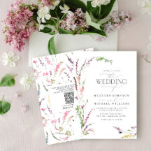 Código QR Trendy Elegant Wildflower Wedding