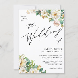 Convites Código QR Tudo Em Um Casamento Floral De Peony Ele