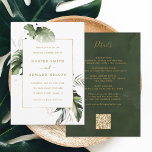 Convites Código QR tudo em uma única saída tropical Casamen<br><div class="desc">Este convite para casamento "tudo em um" apresenta folhagem tropical verde-aquarela, folhas de monstera, folha de palmeiras, folha de bananeira com folhas falsas de ouro, e os detalhes e um link de código QR no verso. É perfeito para uma praia, verão, Havaí ou casamento de destino. >>> Veja a coleção...</div>