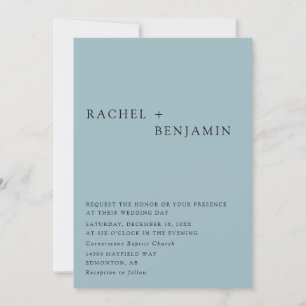 Convites Código QR unilateral de Casamento Azul Dusty Moder