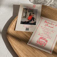 Código QR Vermelho Retroativo Desenhado Foto Escri