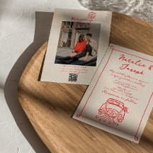Código QR Vermelho Retroativo Desenhado Foto Escri
