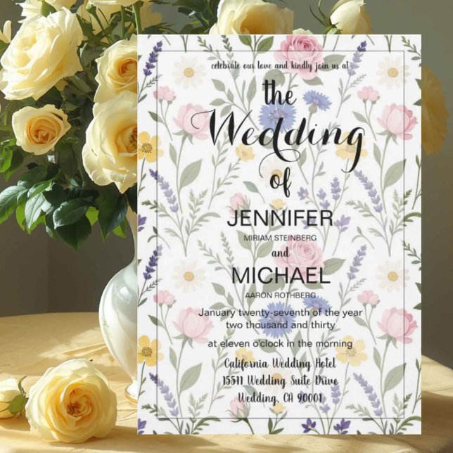 Convites Código QR Wildflower | Casamento Floral Simples (Criador carregado)