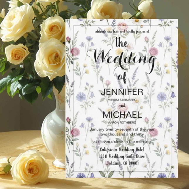 Convites Código QR Wildflower | Casamento Floral Simples (Criador carregado)