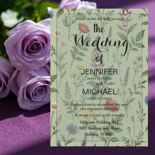 Convites Código QR Wildflower Casamento Floral Verde Salv