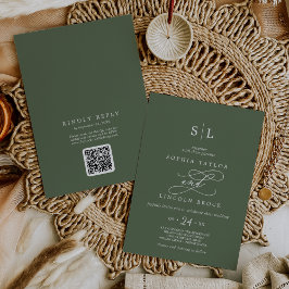 Convites Código SOPHIA QR Boho Olive Green - Tudo em um cas