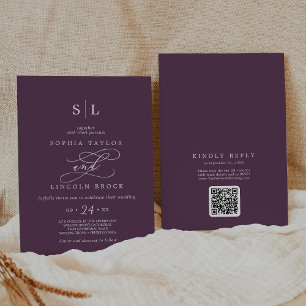 Convites Código SOPHIA QR Dark Plum Moody Tudo em um único 