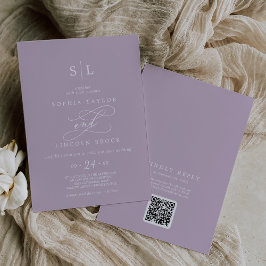 Convites Código SOPHIA QR Roxo Lilac Tudo em Um Casamento