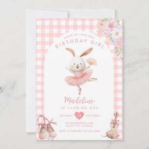Convites Coelhinha Bailarina Rosa Dança e Rodopia Aniversár