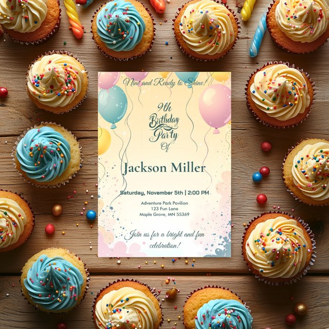 Convites Coelhinho Adorável com Balão Personalizável Aniver (Criador carregado)