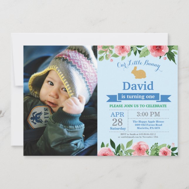 Convites Coelhinho Aniversário Garoto Páscoa Ovo 1 rua Prim (Frente)