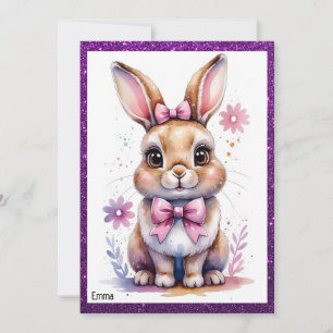 Convites Coelhinho bonito com aniversário de arco rosa