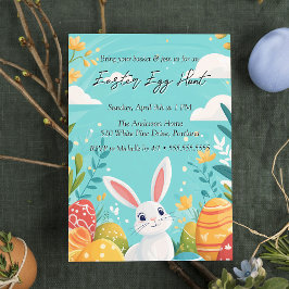 Convites Coelhinho bonito com flores de ovos Caça de Ovo de