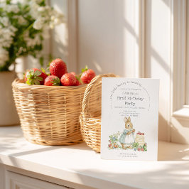 Convites Coelhinho bonito com morangos Aniversário