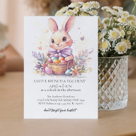 Convites Coelhinho bonito com ovos decorativos e caça a ovo