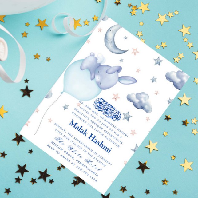 Convites Coelhinho Bonito e Garoto Infantil Estrela Aqiqa I (Criador carregado)