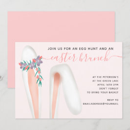 Convites Coelhinho bonito orelha Páscoa rosa-brunch ovo hun