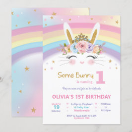Convites Coelhinho Bonito primeiro aniversario Garotas Coto