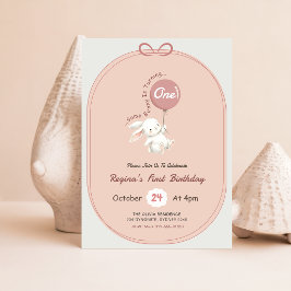 Convites Coelhinho com Laço Rosa Coelho Fofo Aniversário de