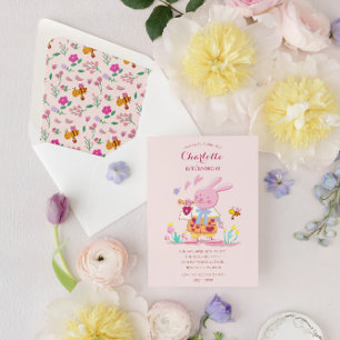 Convites coelhinho cor-de-água rosa no aniversário de crian