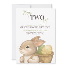 Coelhinho de 2º Aniversário de Páscoa Editável Hop