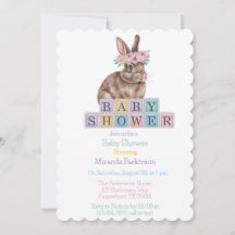 Coelhinho De Aquarela Com Chá de fraldas De Flor