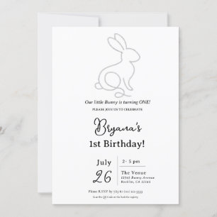 Convites Coelhinho de Cordas Minimalista Moderno Aniversári
