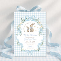 Coelhinho de Laço Azul Xadrez Floral Chá de Bebê M
