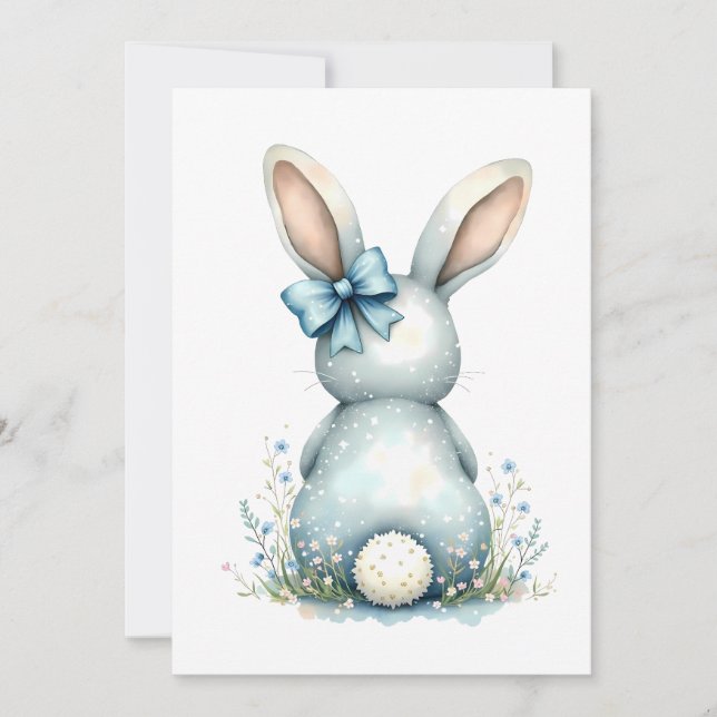 Convites Coelhinho de Páscoa Blue Bunny Tail Cottontail com (Frente)