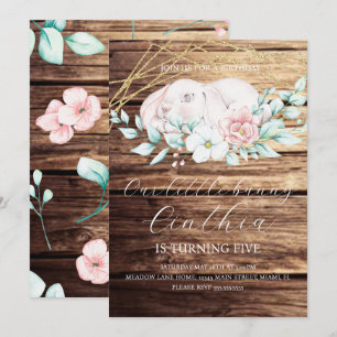 Convites Coelhinho de Páscoa em Aquarela Floral Aniversário