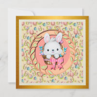 Coelhinho de Páscoa Fofo Sentado na Cesta