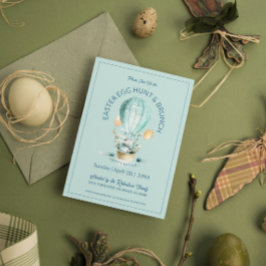 Convites Coelhinho em uma Cesta de Ballon Quente com Flores