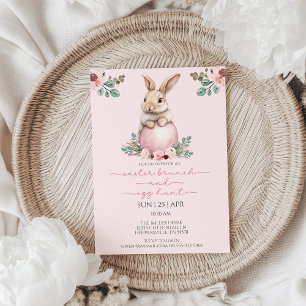 Convites Coelhinho Floral de Aquarela Brunch de Páscoa e Ca