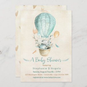 Convites Coelhinho no Chá de fraldas de Balão de Ar Quente 