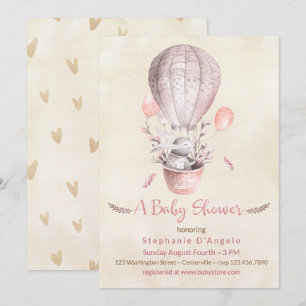 Convites Coelhinho no Chá de fraldas do Balão de Ar Quente 