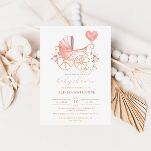 Convites Coelhinho Rosa   Festa de Chá de fraldas de Garota